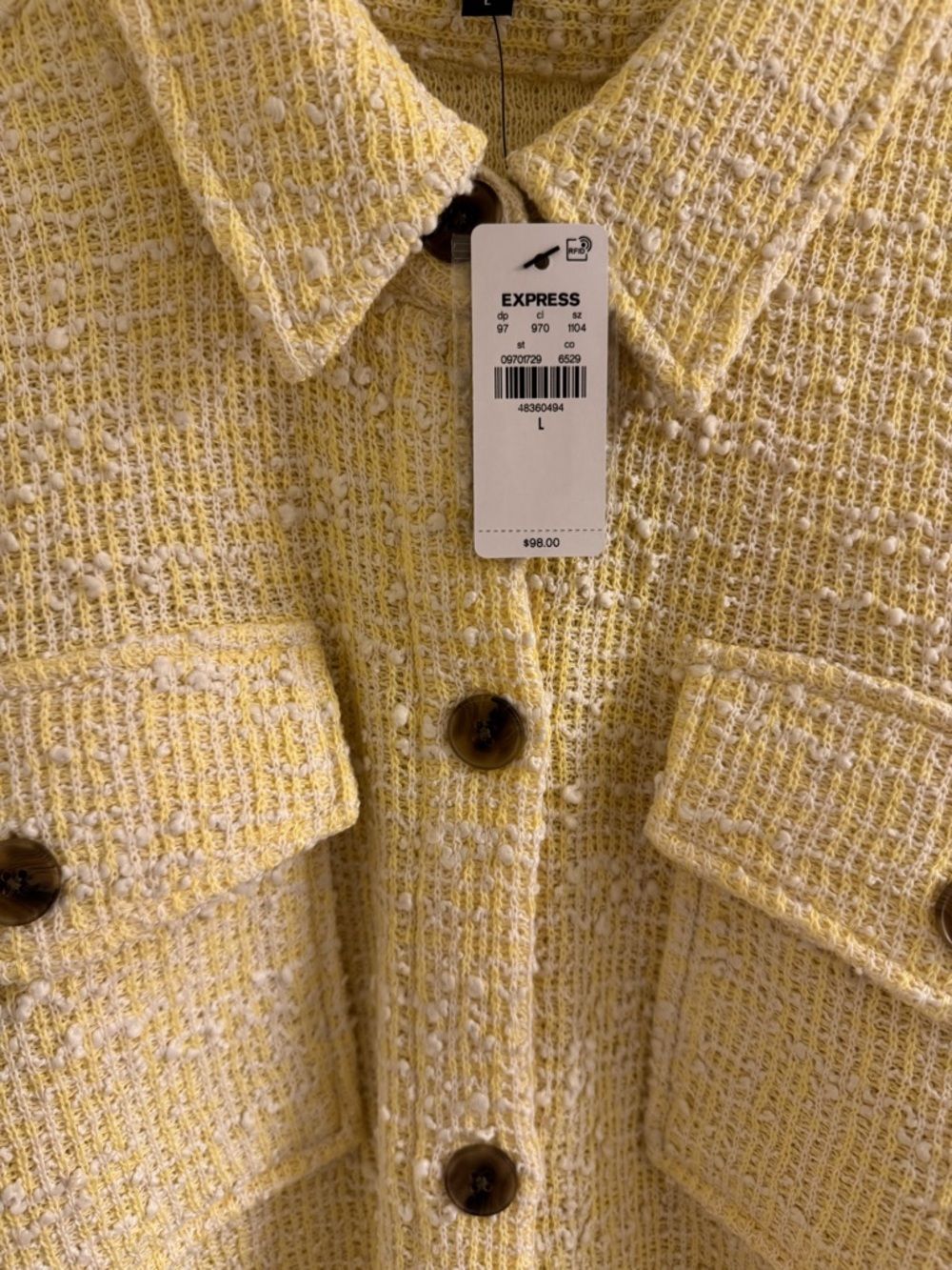 Express Yellow Cropped Shacket - Picture 4 of 4
